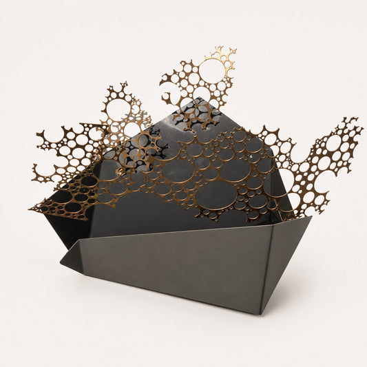 Catalog illustration of decorative laser-cut metalwork with a coral-like pattern