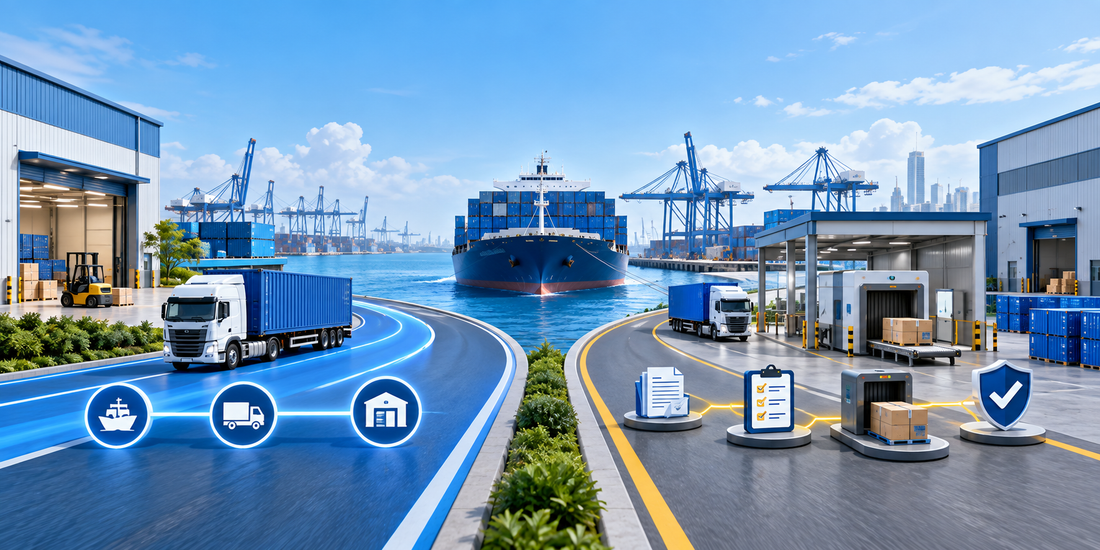 DDP-style double-clearance and conventional import customs processes with ocean freight