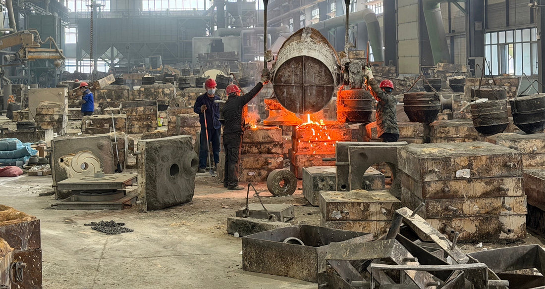 Molten metal pouring during custom casting production