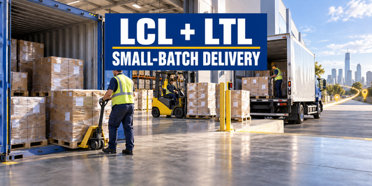 LCL and LTL small-batch commercial freight moving through a consolidation warehouse