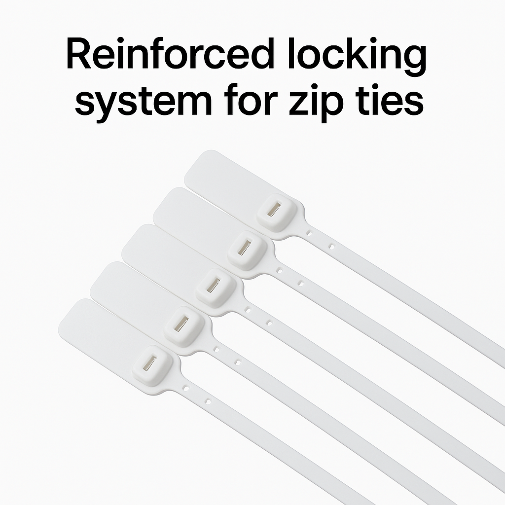 Reinforced Locking Zip Ties with Writable Tag – 1" x 3" Label, 8¼" Overall Length