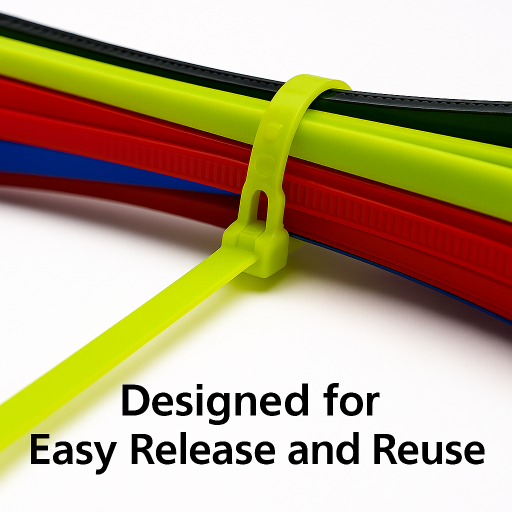 Reusable Cable Ties – 0.3" x 12.5", Rainbow Series, Heavy-Duty, Adjustable & Easy Release