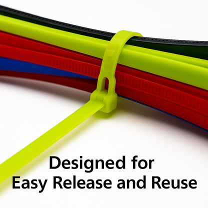 Reusable Cable Ties – 0.3" x 12.5", Rainbow Series, Heavy-Duty, Adjustable & Easy Release