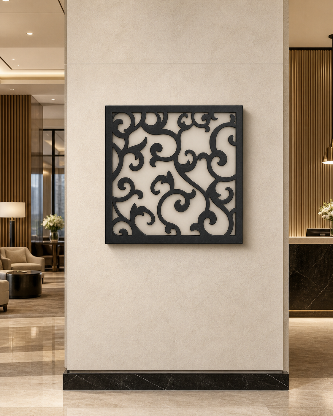 CH-001 Ornamental Scroll Decorative Wall Light Panel - Hotel lobby wall art daytime
