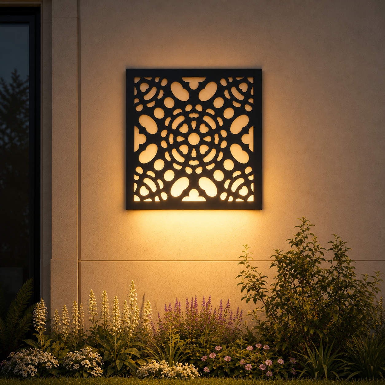 CH-002 Botanical Scroll Decorative Wall Light Panel - Evening bottom uplight wall ambience