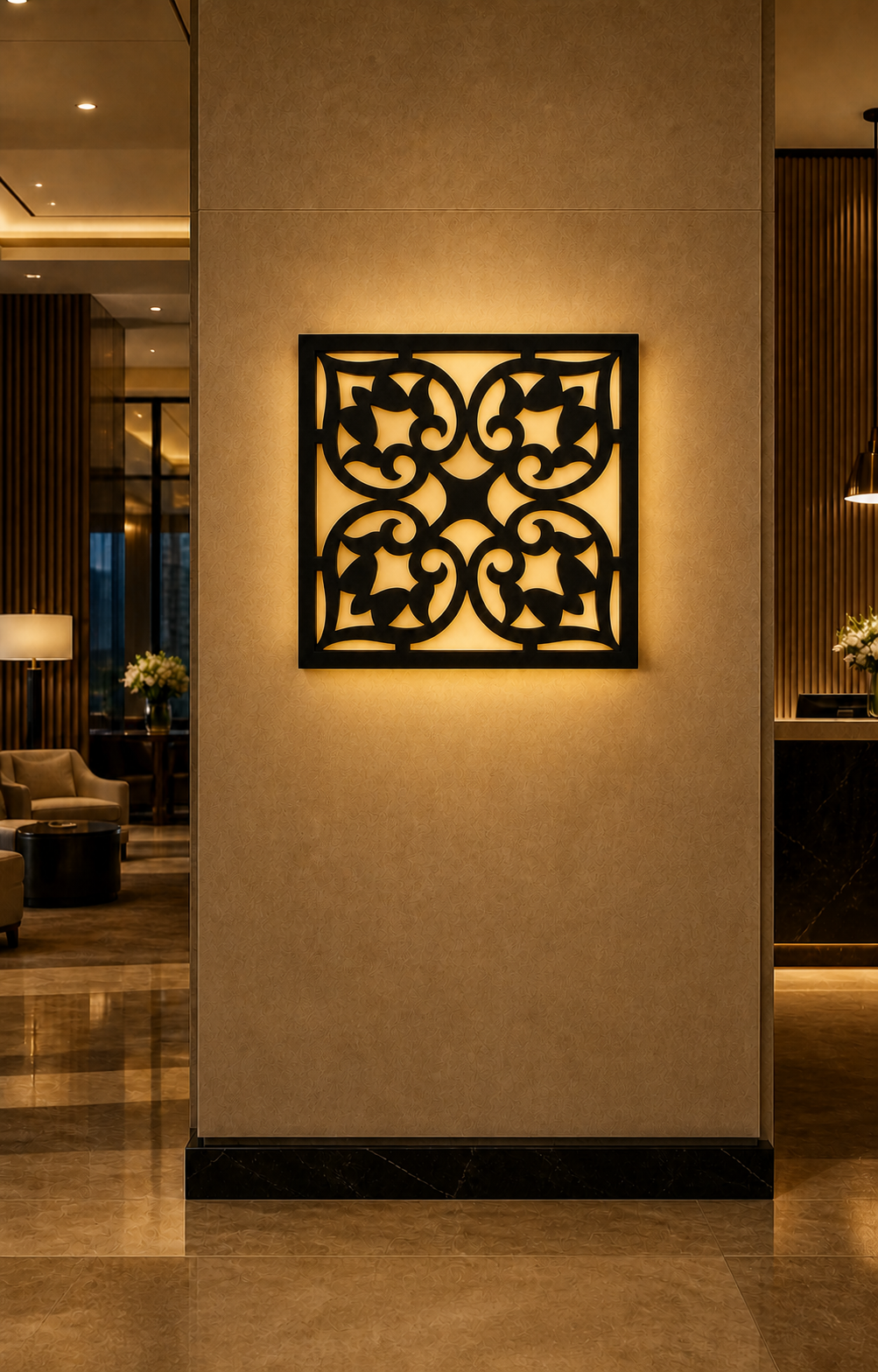 CH-003 Medallion Decorative Wall Light Panel - Hotel lobby ambient lighting