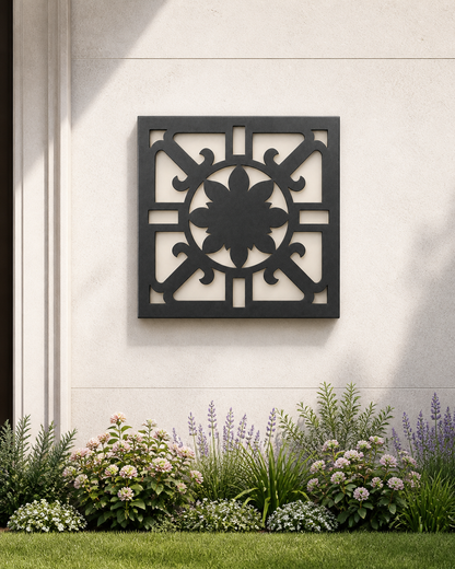 CH-005 Garden Arabesque Decorative Wall Light Panel - Daytime outdoor wall with flowers