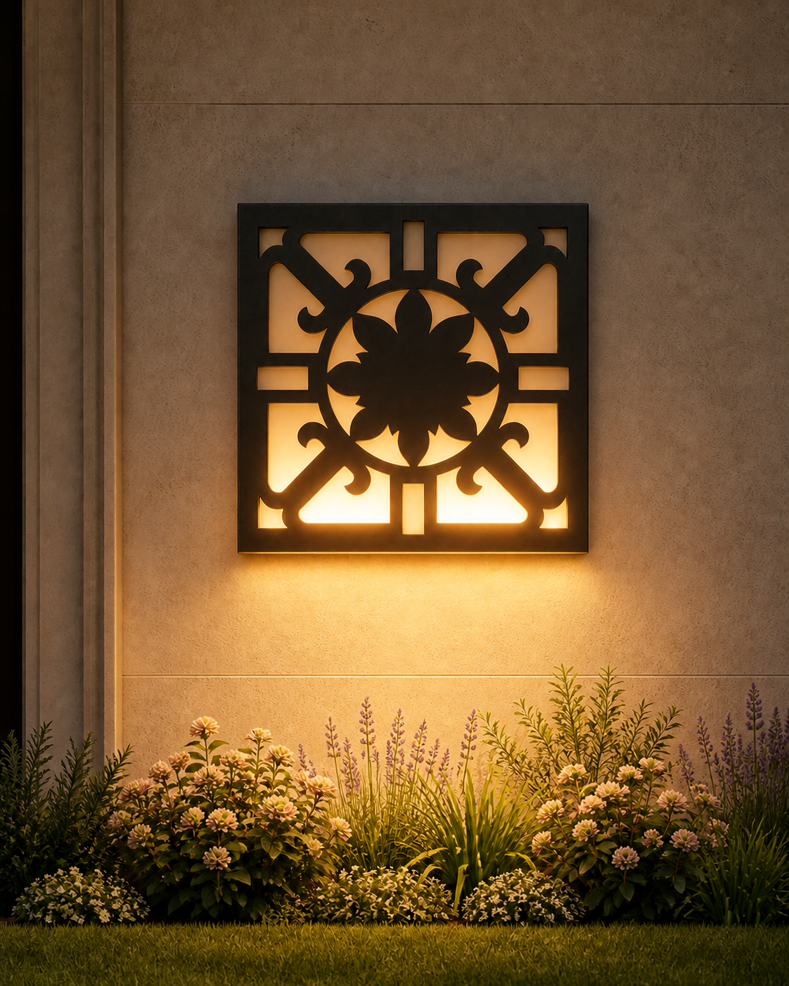 CH-005 Garden Arabesque Decorative Wall Light Panel - Evening bottom uplight wall ambience