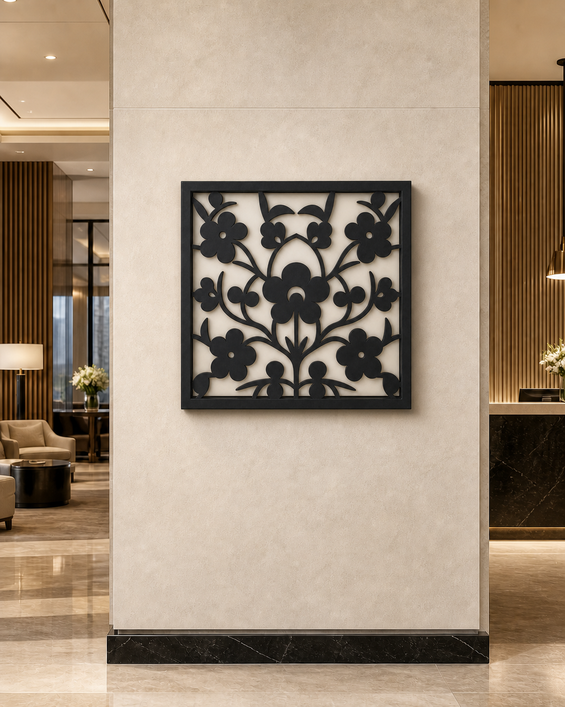 CH-006 Floral Lattice Decorative Wall Light Panel - Hotel lobby wall art daytime
