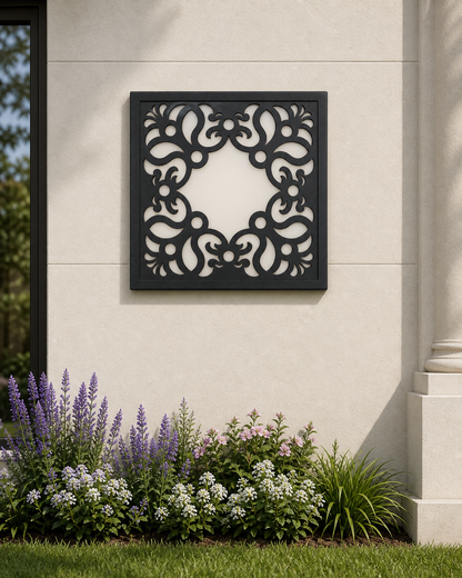 CH-007 Traditional Scroll Decorative Wall Light Panel - Daytime outdoor wall with flowers