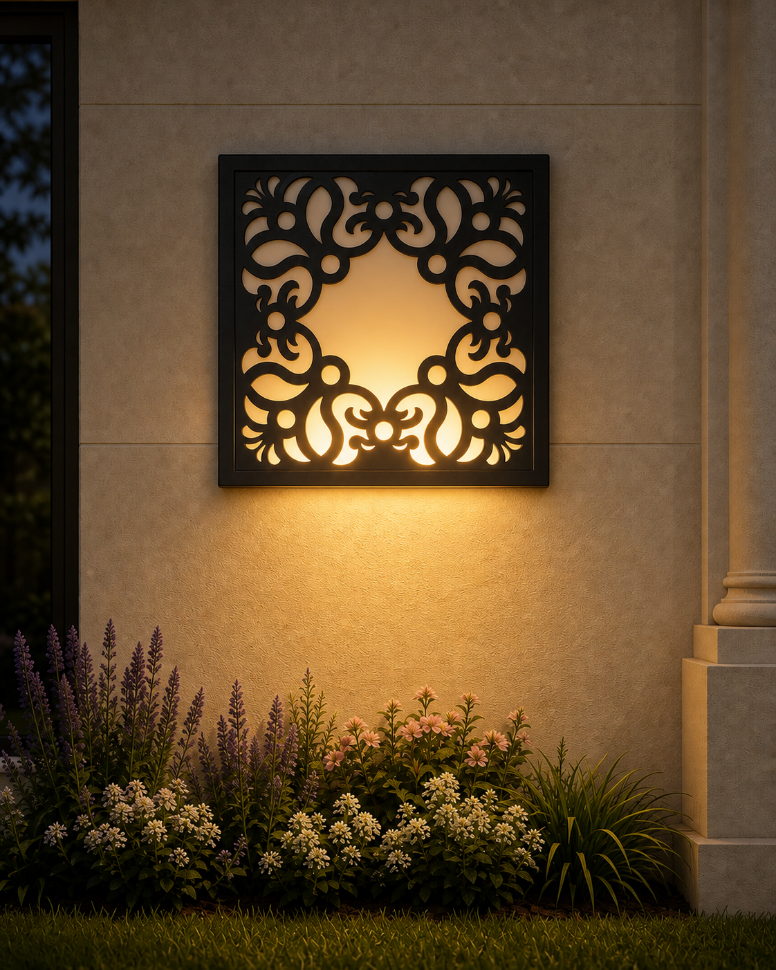 CH-007 Traditional Scroll Decorative Wall Light Panel - Evening bottom uplight wall ambience