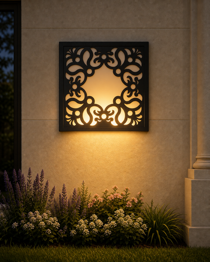 CH-007 Traditional Scroll Decorative Wall Light Panel - Evening bottom uplight wall ambience