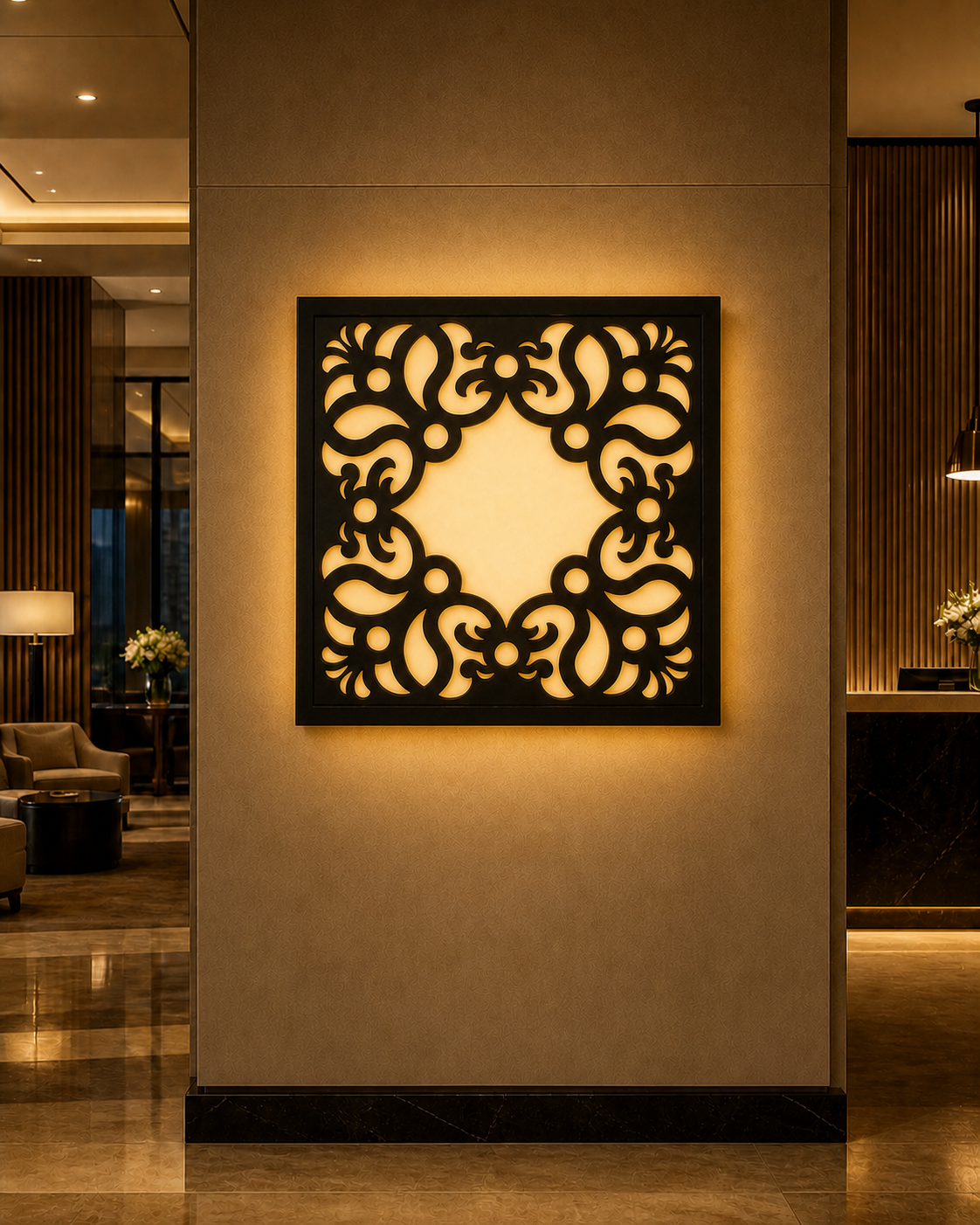 CH-007 Traditional Scroll Decorative Wall Light Panel - Hotel lobby ambient lighting