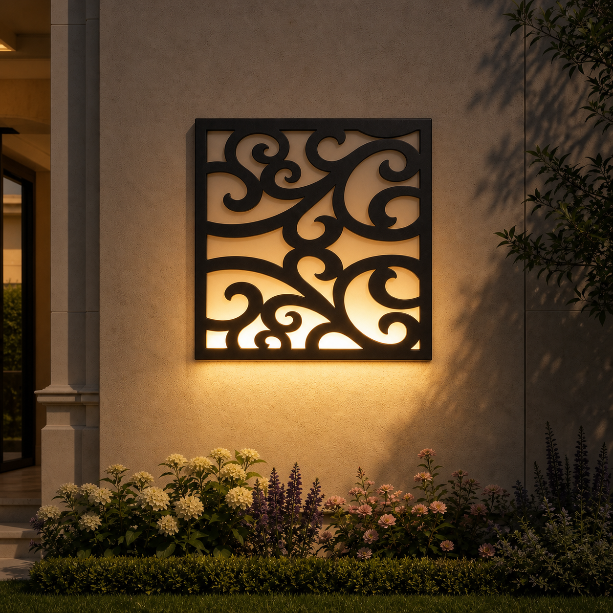 CH-008 Moroccan Lattice Decorative Wall Light Panel - Evening bottom uplight wall ambience