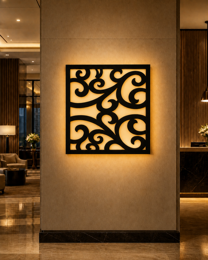 CH-008 Moroccan Lattice Decorative Wall Light Panel - Hotel lobby ambient lighting