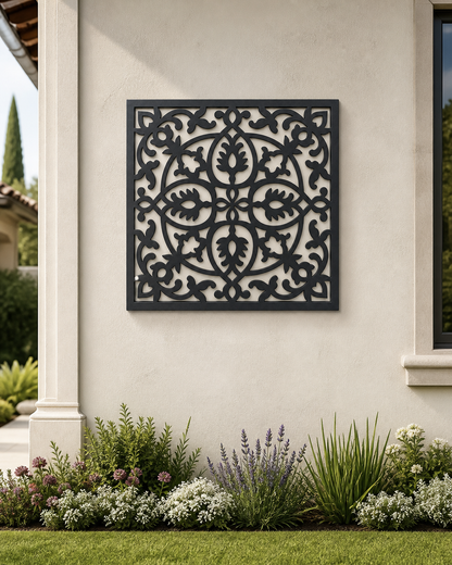 CH-009 Modern Lattice Decorative Wall Light Panel - Daytime outdoor wall with flowers