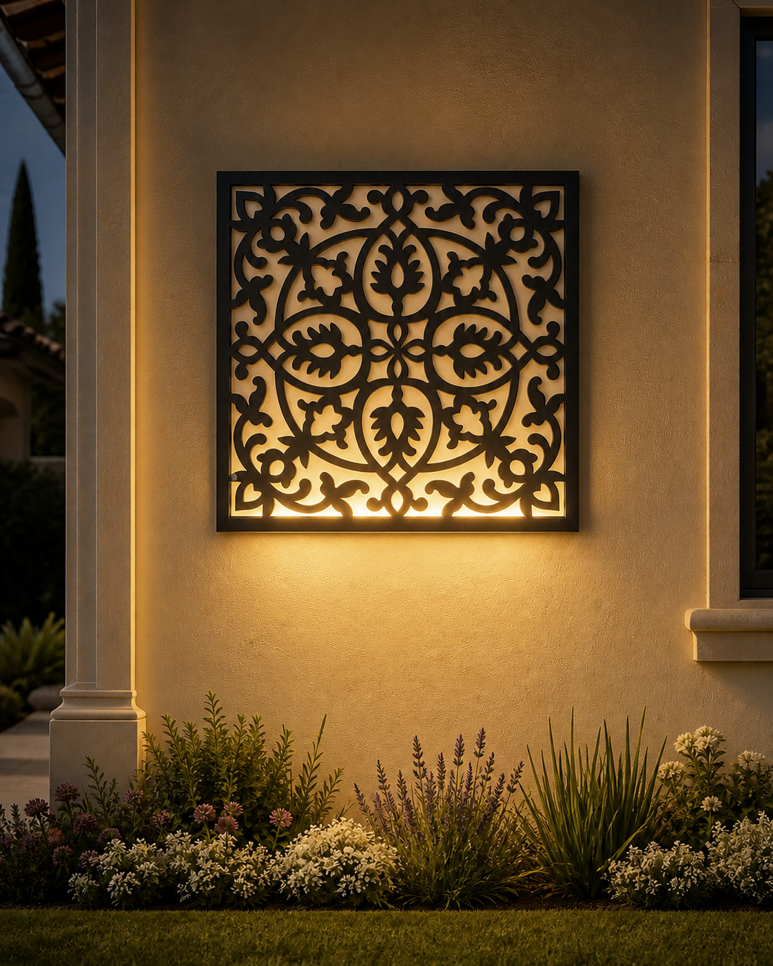 CH-009 Modern Lattice Decorative Wall Light Panel - Evening bottom uplight wall ambience