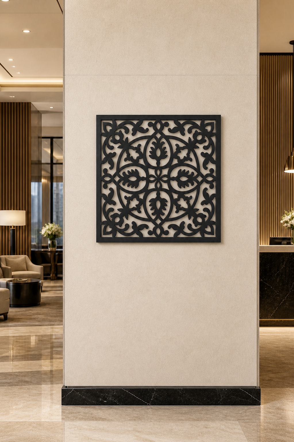 CH-009 Modern Lattice Decorative Wall Light Panel - Hotel lobby wall art daytime