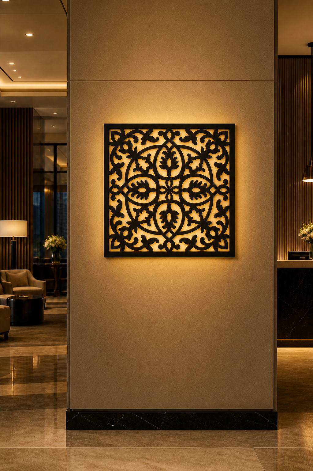 CH-009 Modern Lattice Decorative Wall Light Panel - Hotel lobby ambient lighting