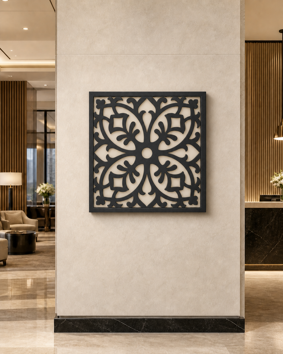 CH-011 Interlocking Square Decorative Wall Light Panel - Hotel lobby wall art daytime