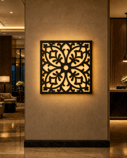 CH-011 Interlocking Square Decorative Wall Light Panel - Hotel lobby ambient lighting