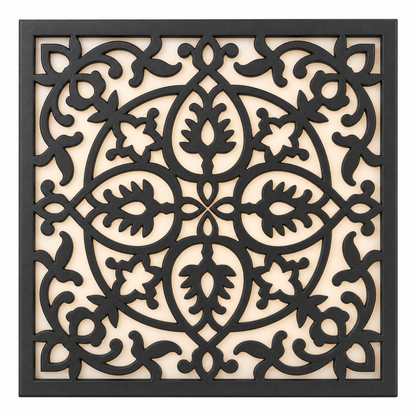CH-012 Floral Medallion Decorative Wall Light Panel - White background main view