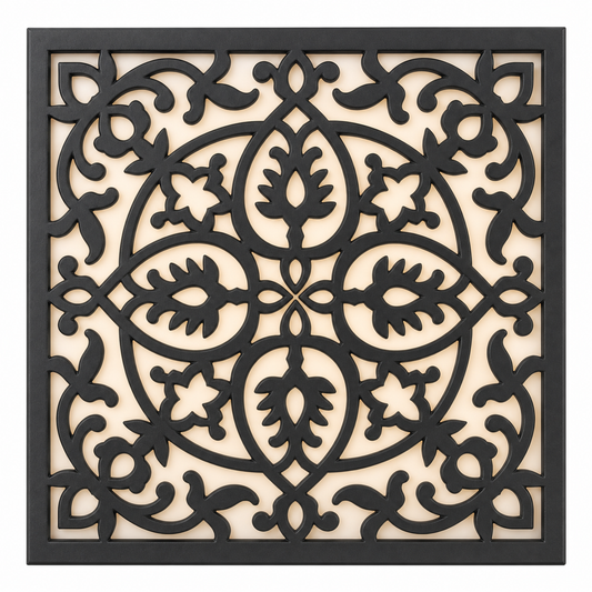 CH-012 Floral Medallion Decorative Wall Light Panel - White background main view