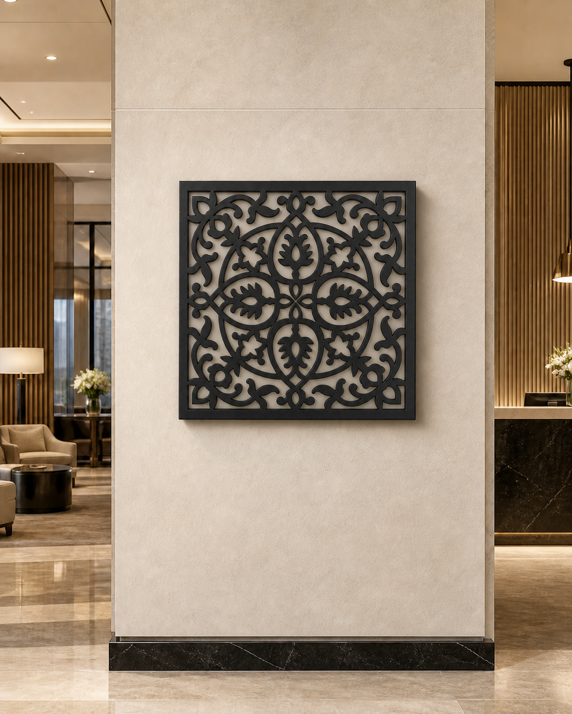 CH-012 Floral Medallion Decorative Wall Light Panel - Hotel lobby wall art daytime