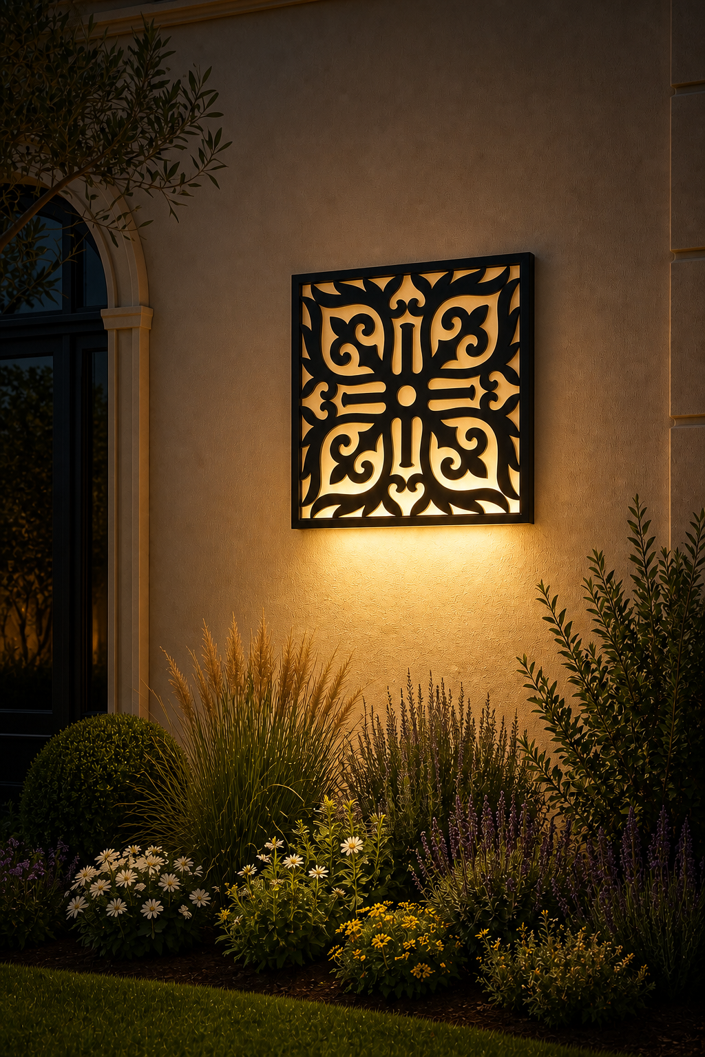 CH-013 Leaf Scroll Decorative Wall Light Panel - Evening bottom uplight wall ambience