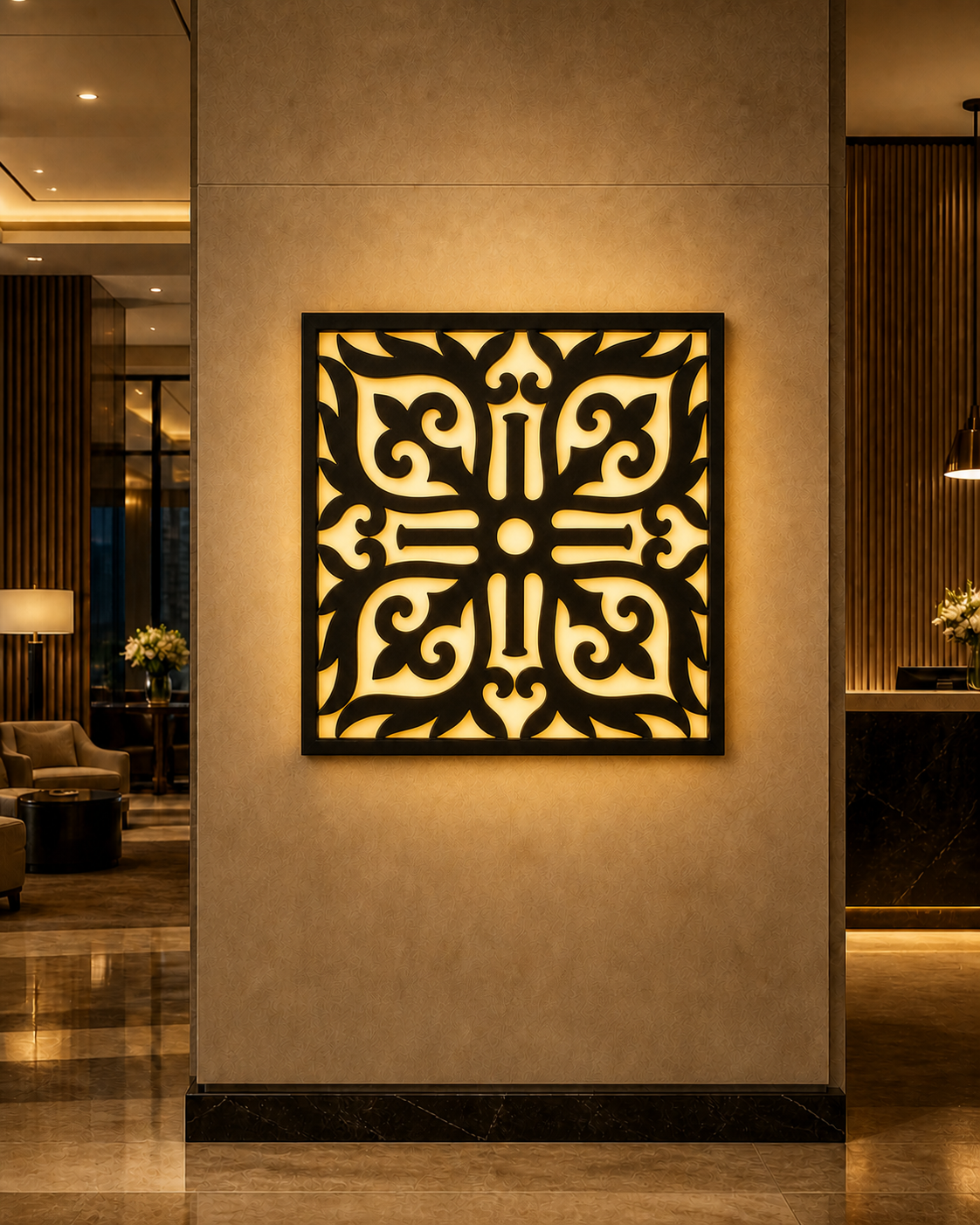 CH-013 Leaf Scroll Decorative Wall Light Panel - Hotel lobby ambient lighting
