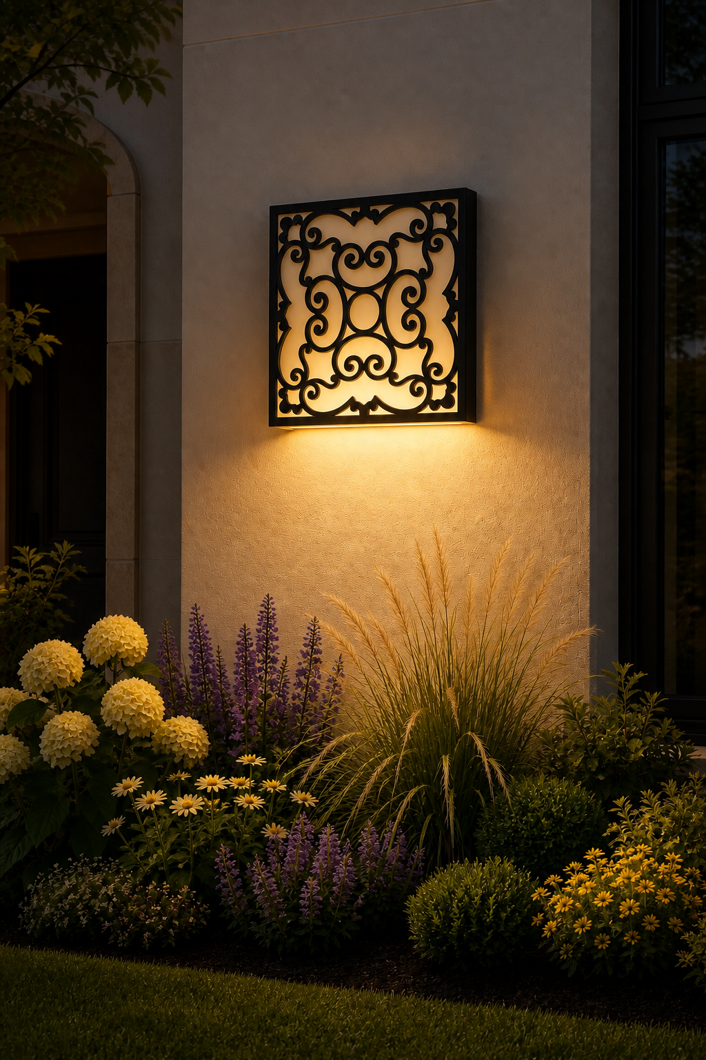 CH-014 Acanthus Decorative Wall Light Panel - Evening bottom uplight wall ambience