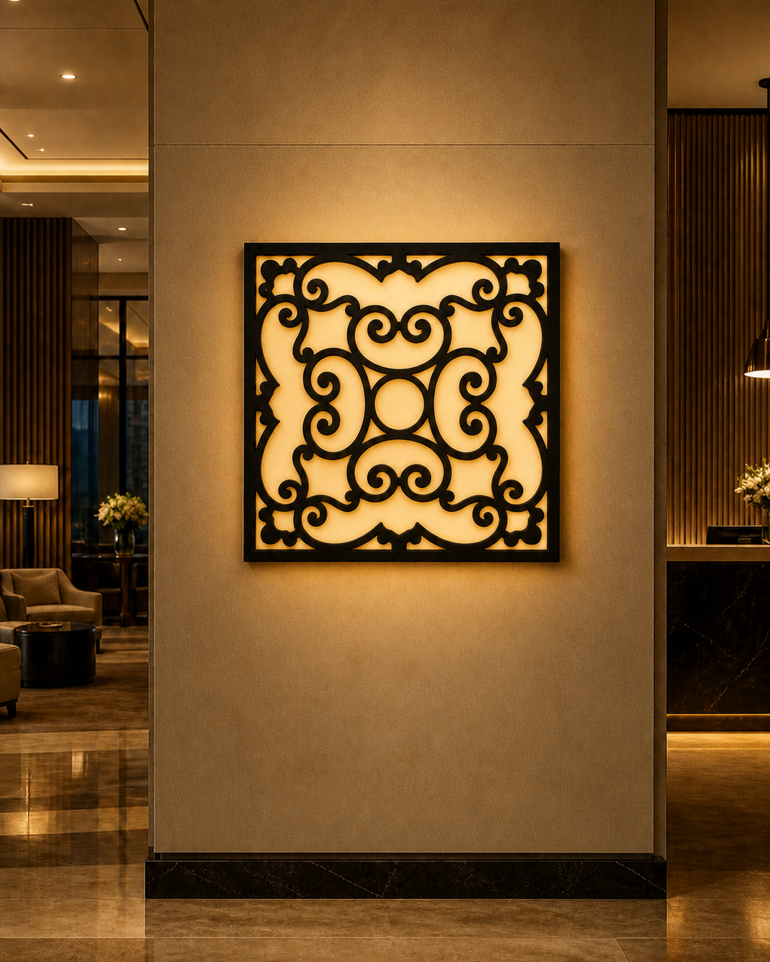CH-014 Acanthus Decorative Wall Light Panel - Hotel lobby ambient lighting