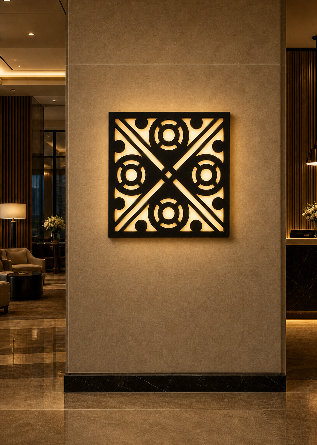 CH-015 Symmetric Vine Decorative Wall Light Panel - Hotel lobby ambient lighting