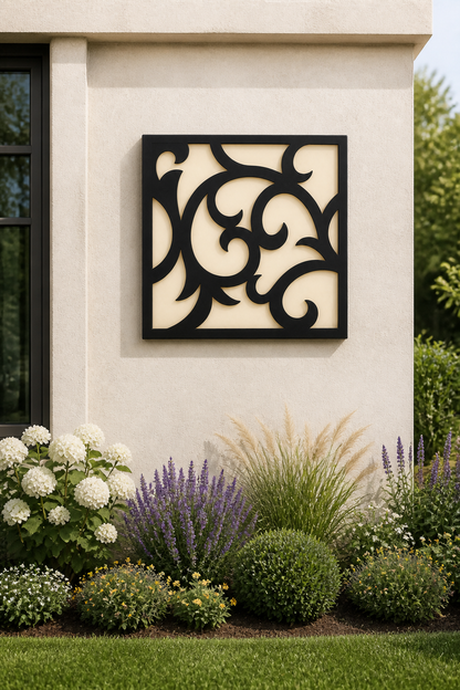 CH-016 Fan Floral Decorative Wall Light Panel - Daytime outdoor wall with flowers