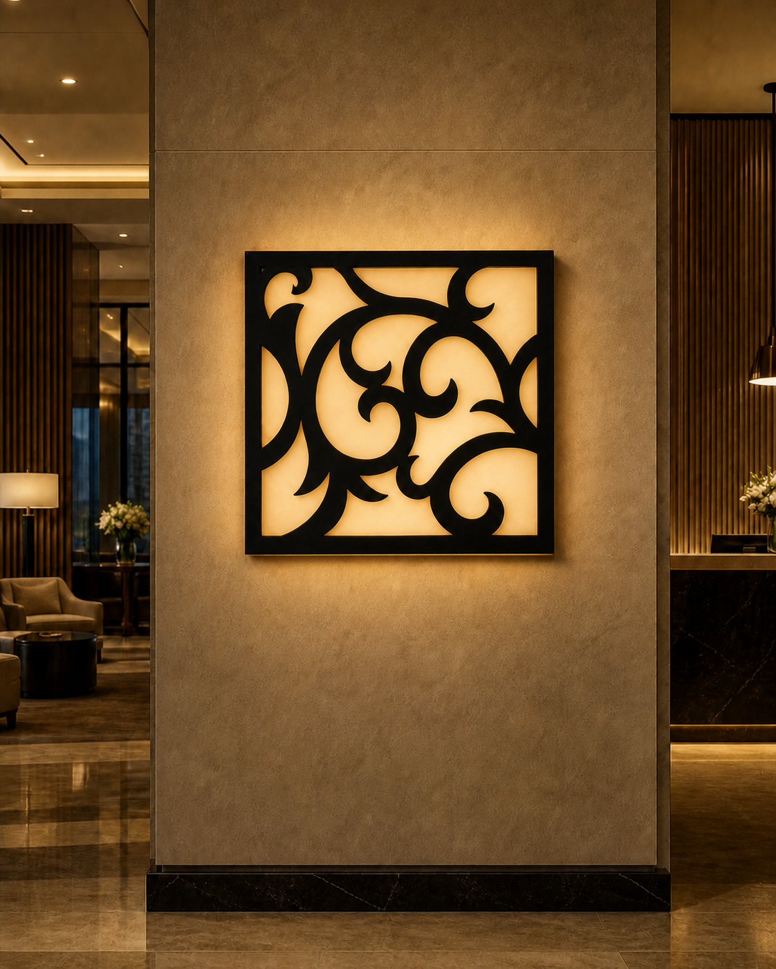 CH-016 Fan Floral Decorative Wall Light Panel - Hotel lobby ambient lighting