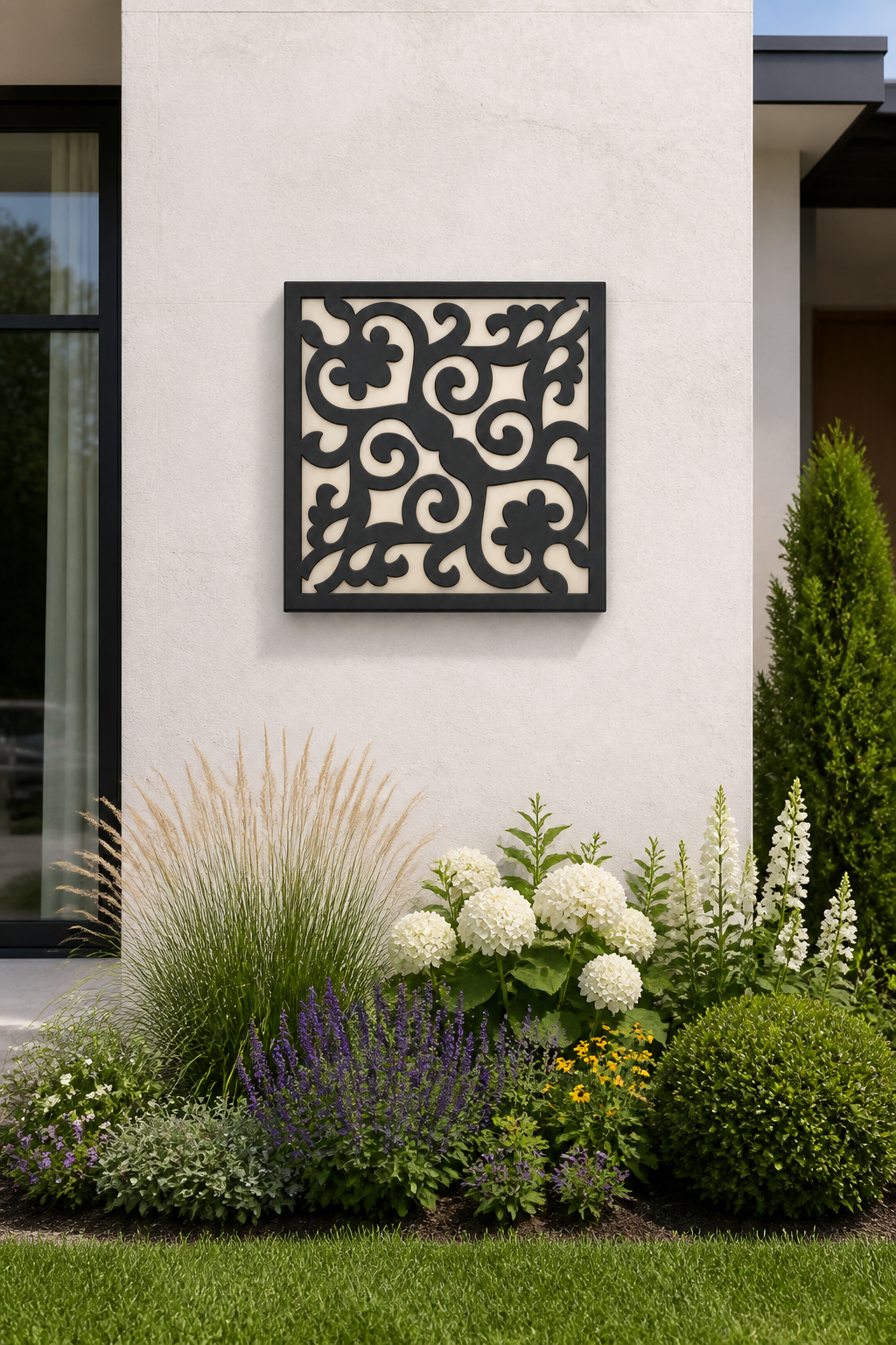 CH-017 Star Lattice Decorative Wall Light Panel - Daytime outdoor wall with flowers
