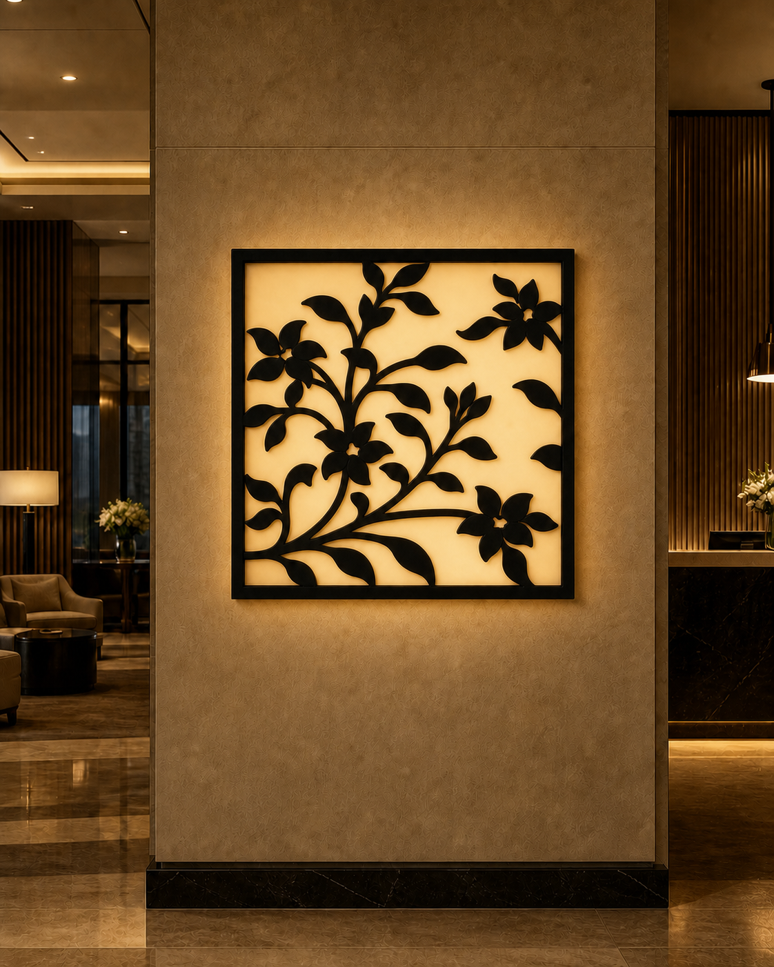 CH-018 Circle Motif Decorative Wall Light Panel - Hotel lobby ambient lighting
