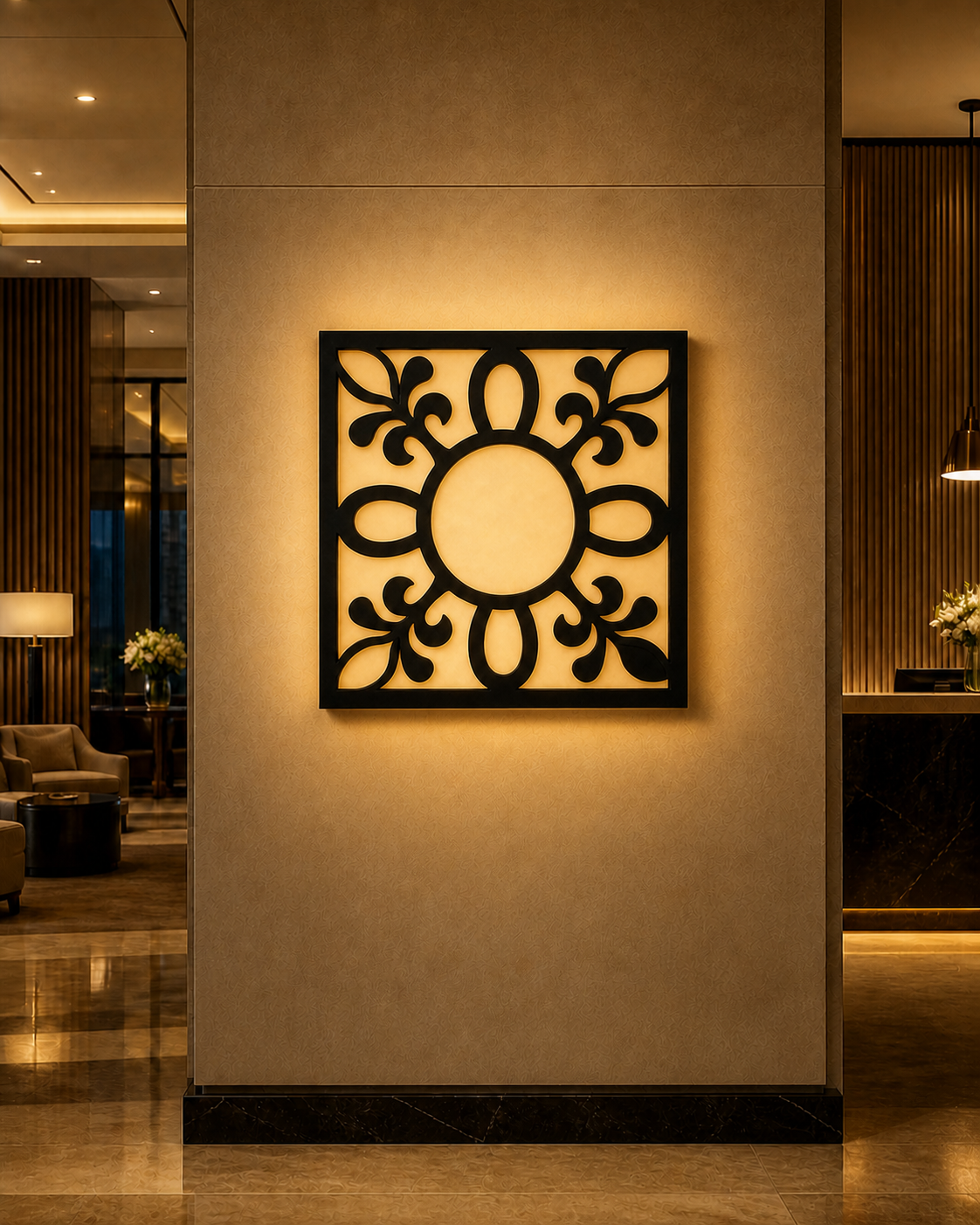 CH-019 Scroll Border Decorative Wall Light Panel - Hotel lobby ambient lighting