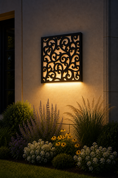CH-020 Oriental Lattice Decorative Wall Light Panel - Evening bottom uplight wall ambience