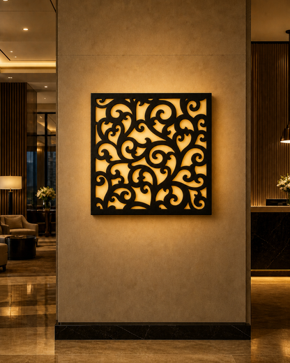 CH-020 Oriental Lattice Decorative Wall Light Panel - Hotel lobby ambient lighting