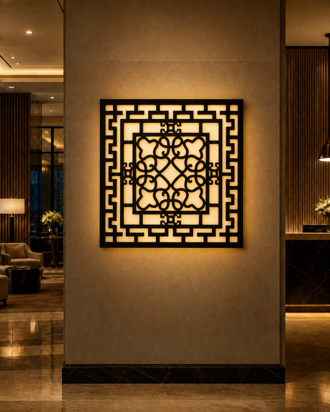 CH-021 Maze Geometry Decorative Wall Light Panel - Hotel lobby ambient lighting