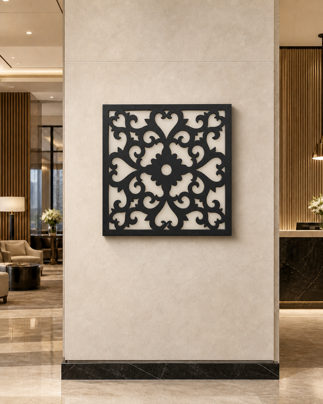 CH-022 Botanical Curls Decorative Wall Light Panel - Hotel lobby wall art daytime