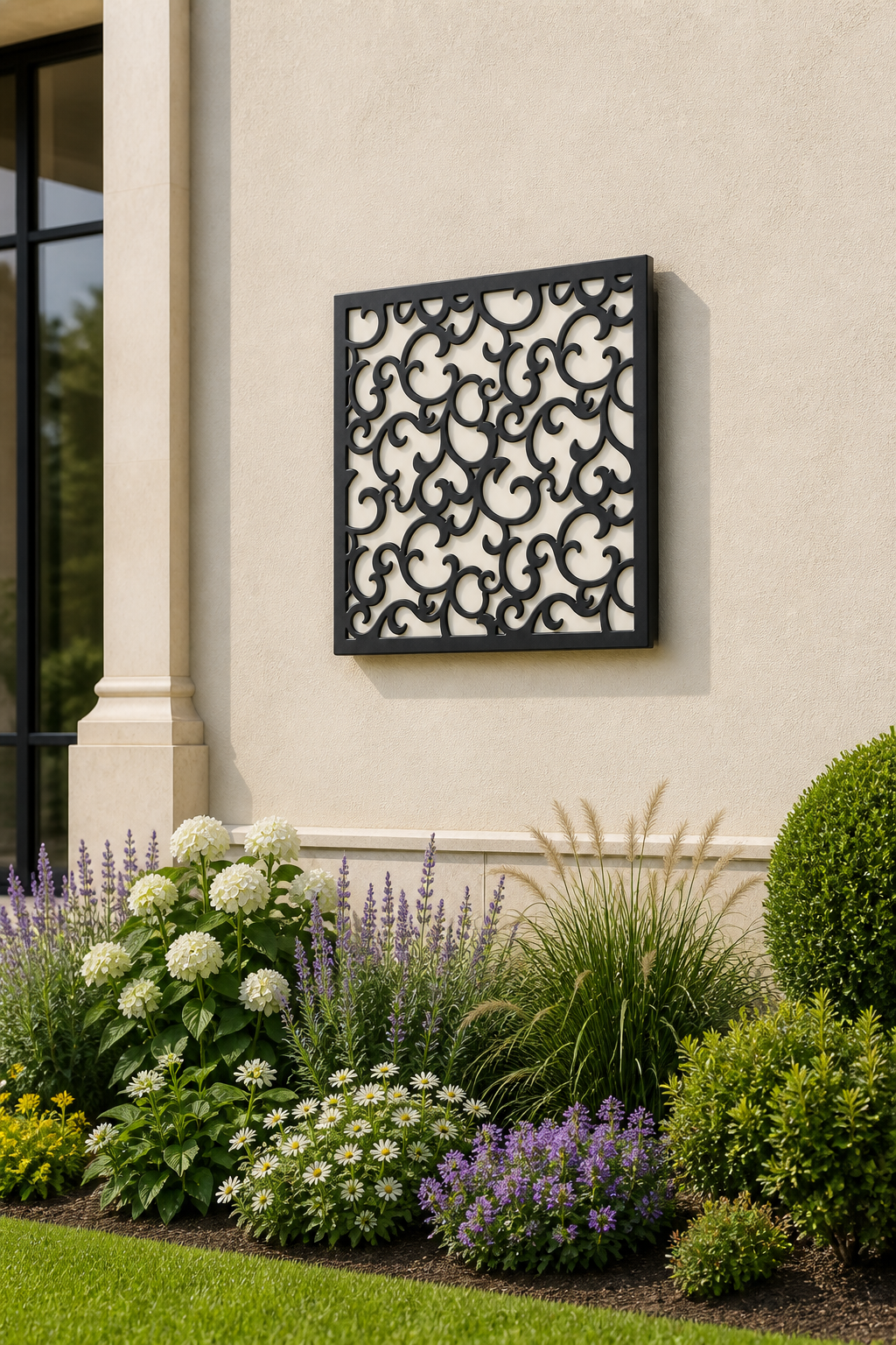 CH-023 Art Nouveau Floral Decorative Wall Light Panel - Daytime outdoor wall with flowers
