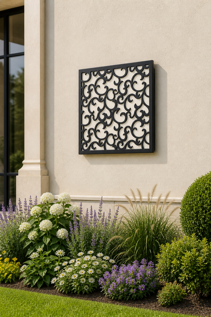 CH-023 Art Nouveau Floral Decorative Wall Light Panel - Daytime outdoor wall with flowers