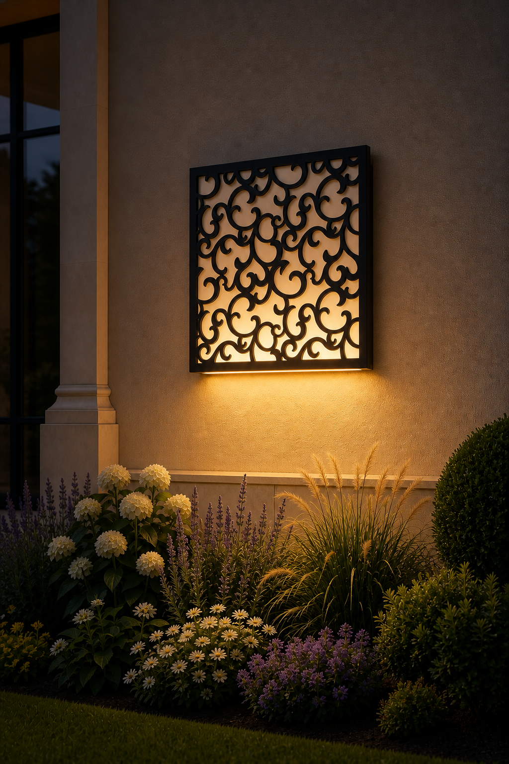 CH-023 Art Nouveau Floral Decorative Wall Light Panel - Evening bottom uplight wall ambience