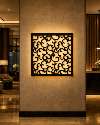 CH-023 Art Nouveau Floral Decorative Wall Light Panel - Hotel lobby ambient lighting