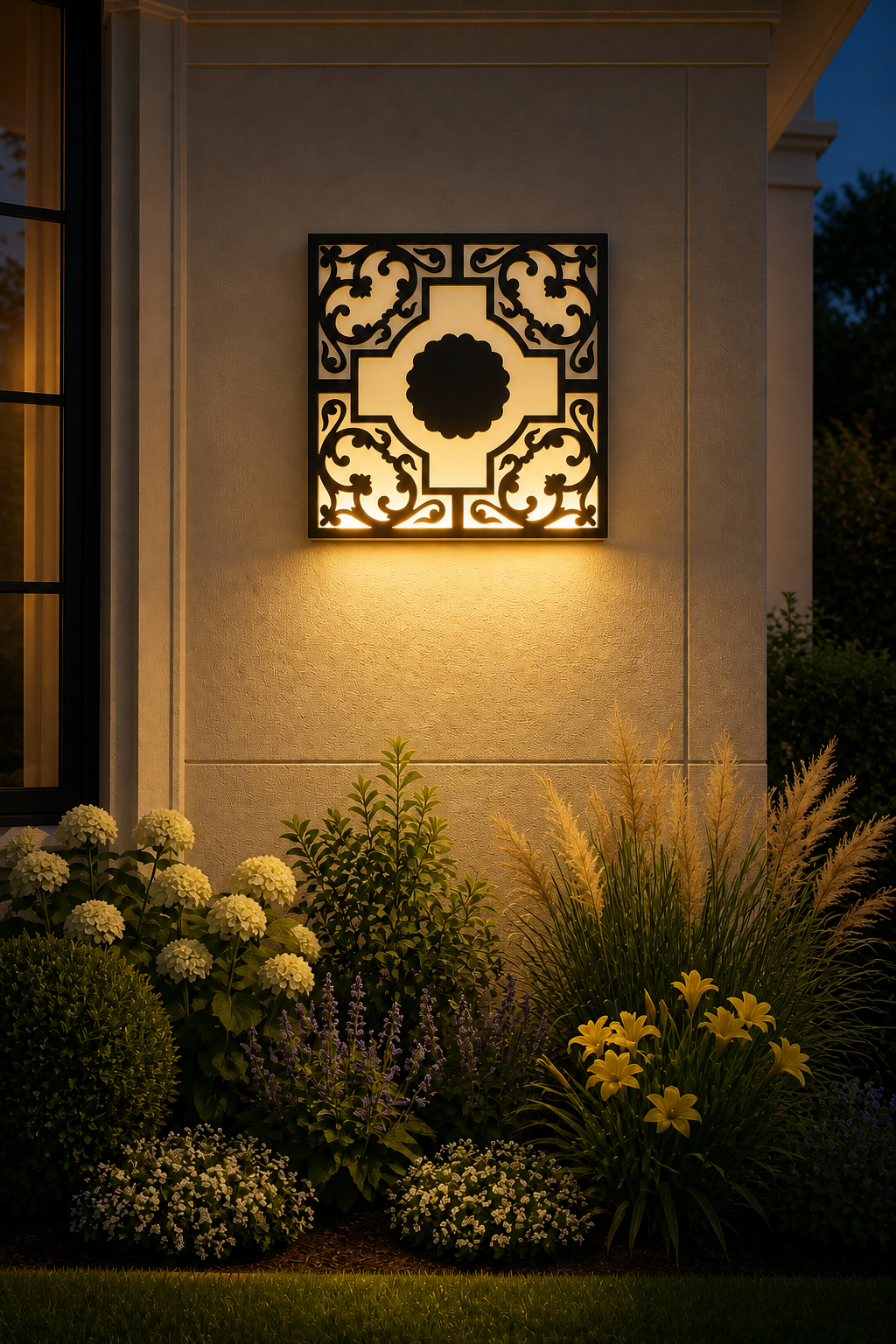 CH-024 Wave Lattice Decorative Wall Light Panel - Evening bottom uplight wall ambience