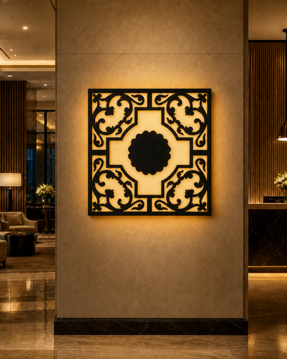 CH-024 Wave Lattice Decorative Wall Light Panel - Hotel lobby ambient lighting