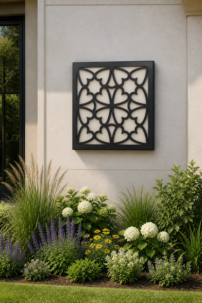 CH-025 Garden Scroll Decorative Wall Light Panel - Daytime outdoor wall with flowers