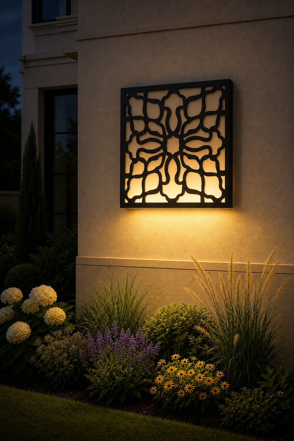 CH-026 Quatrefoil Medallion Decorative Wall Light Panel - Evening bottom uplight wall ambience